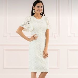 Rachel Parcell Flutter Sleeve Lace Dress in Ivory